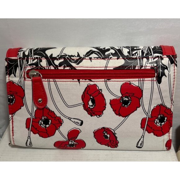 Legion Red & White Floral Wallet With Matching Key Holder Poppies 8 x 5" - Picture 4 of 16